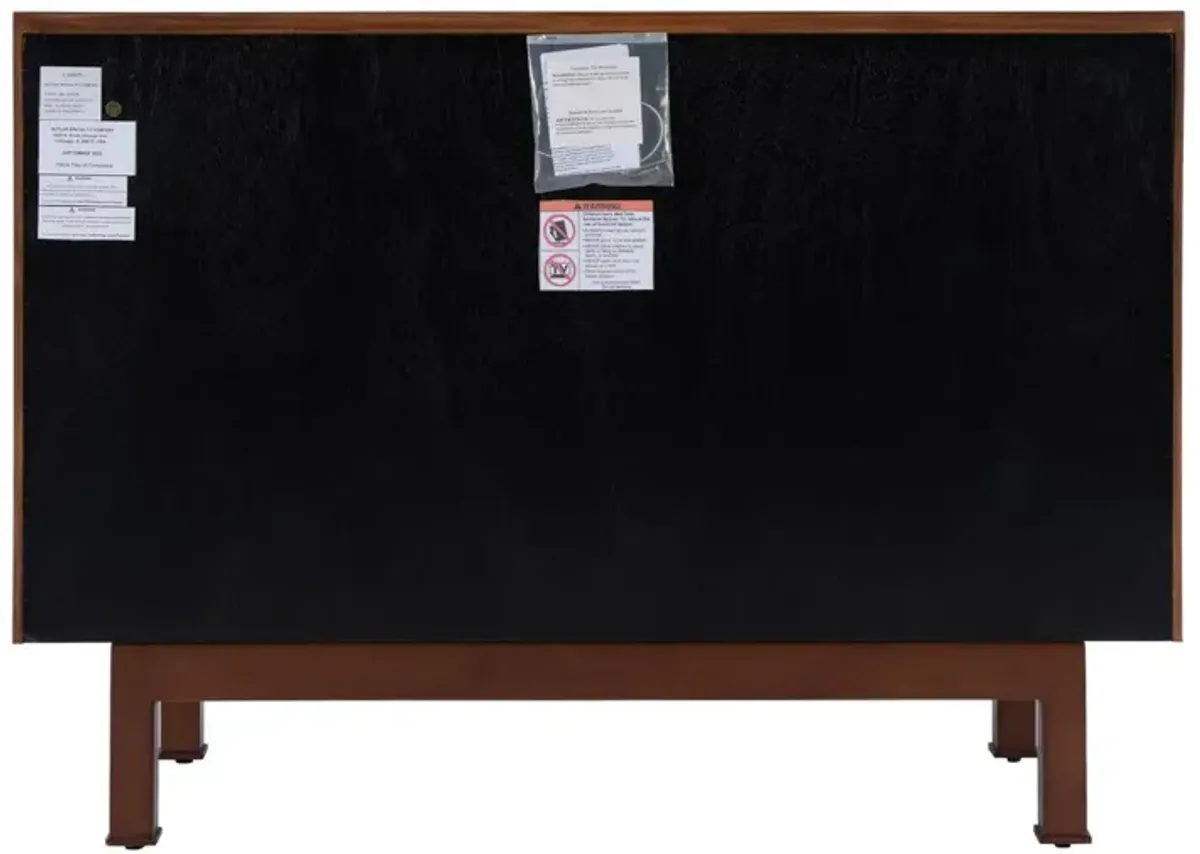 Caleb 2-Door Geometric Storage Cabinet, Brown