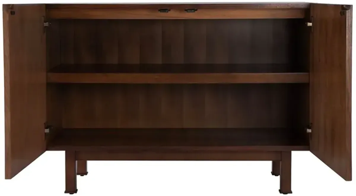 Caleb 2-Door Geometric Storage Cabinet, Brown