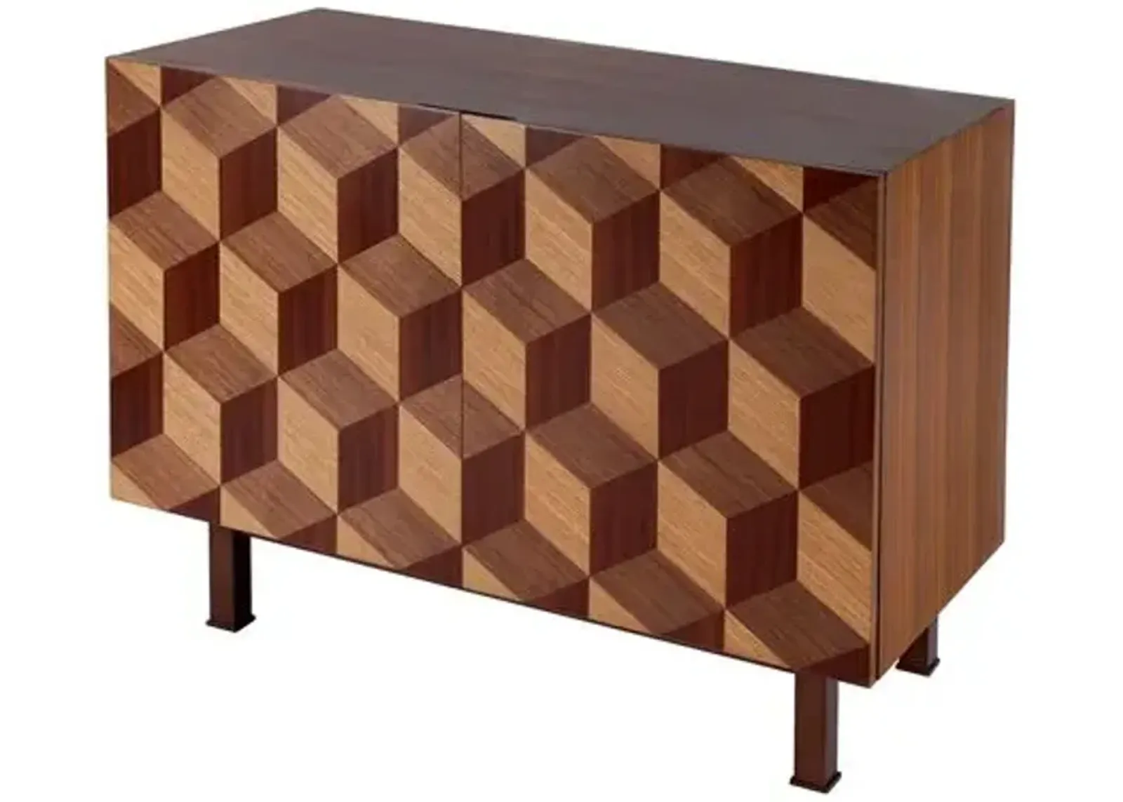 Caleb 2-Door Geometric Storage Cabinet - Brown