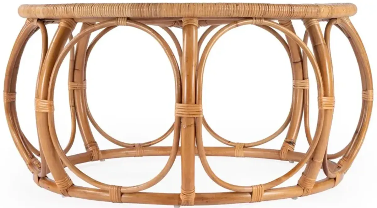 Micah Woven Rattan Round Coffee Table, Natural