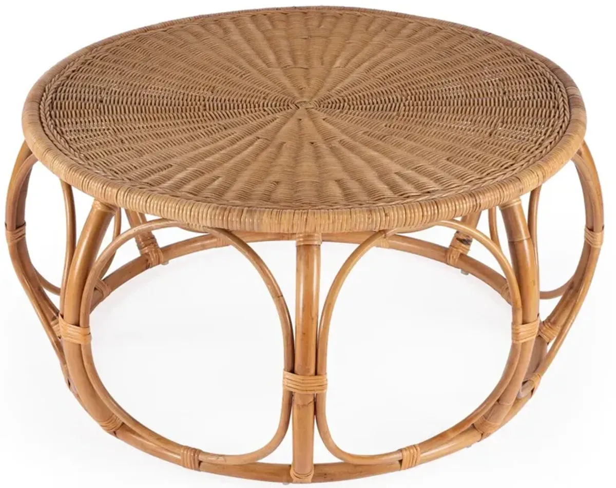 Micah Woven Rattan Round Coffee Table, Natural