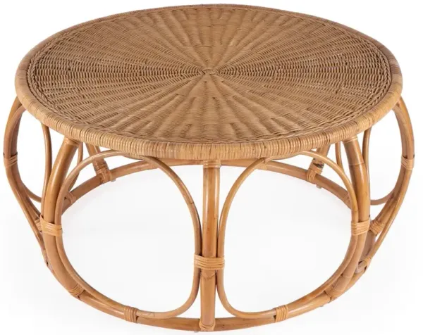 Micah Woven Rattan Round Coffee Table, Natural