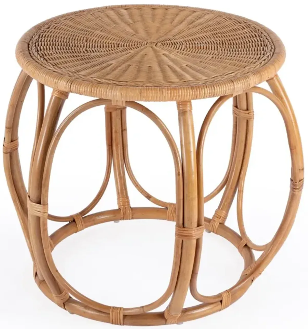Micah Woven Rattan Round End Table, Natural