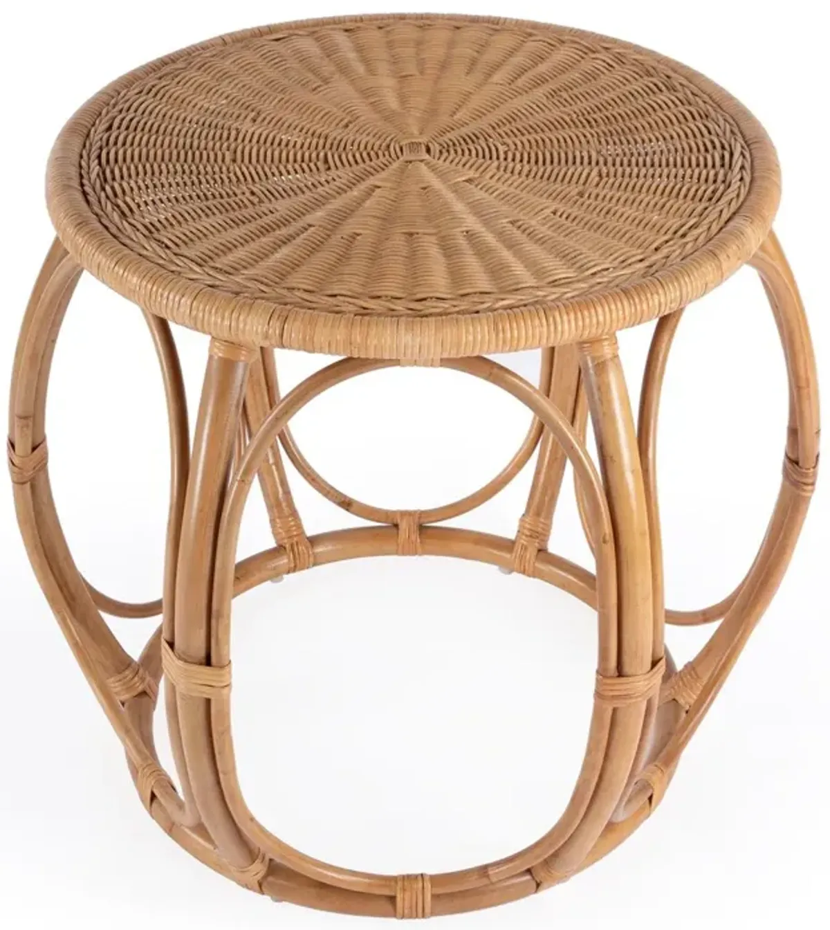 Micah Woven Rattan Round End Table, Natural