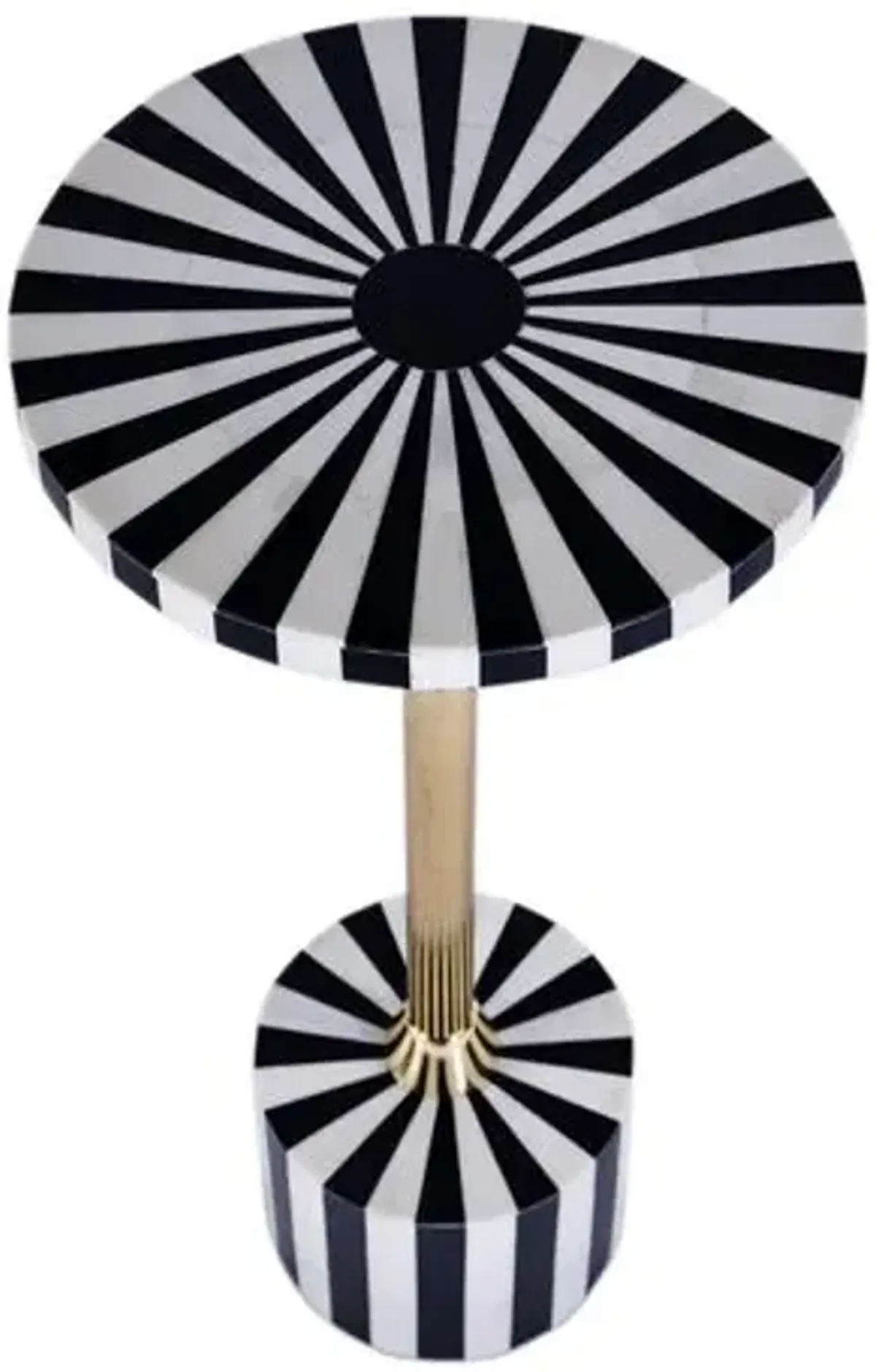 Amelia Bone Inlay Round Side/Drink Table - Handcrafted - Black