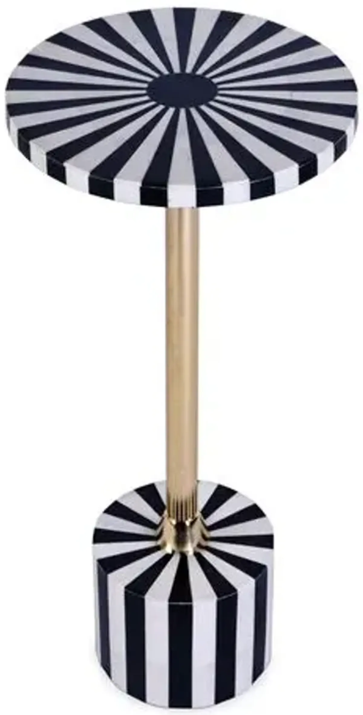 Amelia Bone Inlay Round Side Table - Handcrafted - Black