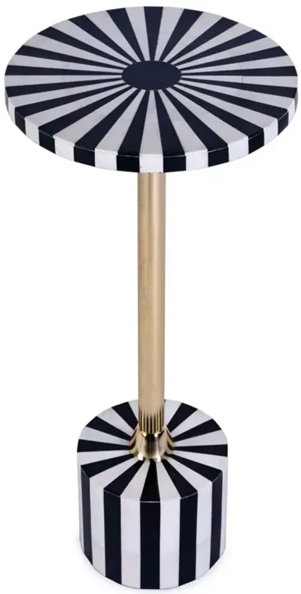 Amelia Bone Inlay Round Side/Drink Table - Handcrafted - Black