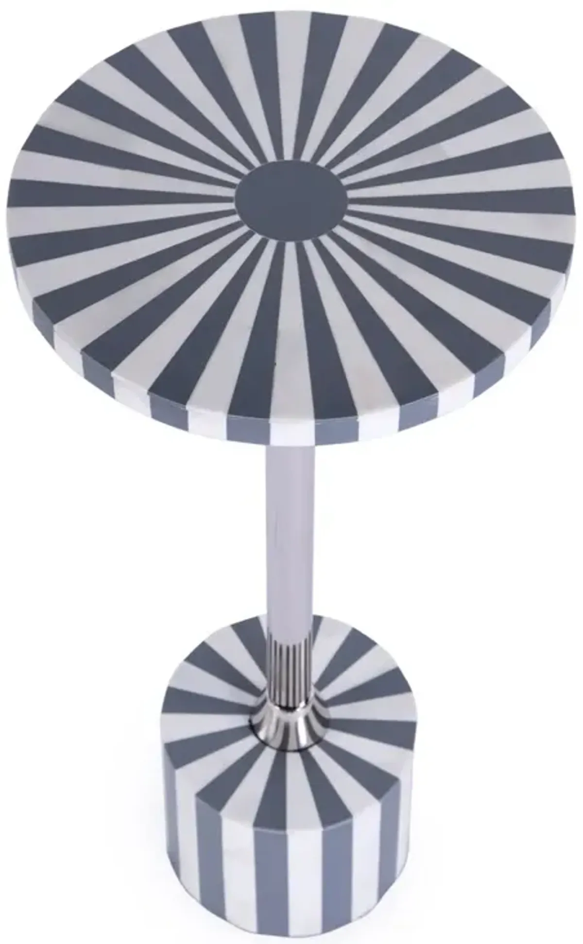 Amelia Bone Inlay Round Side/Drink Table - Handcrafted - Gray