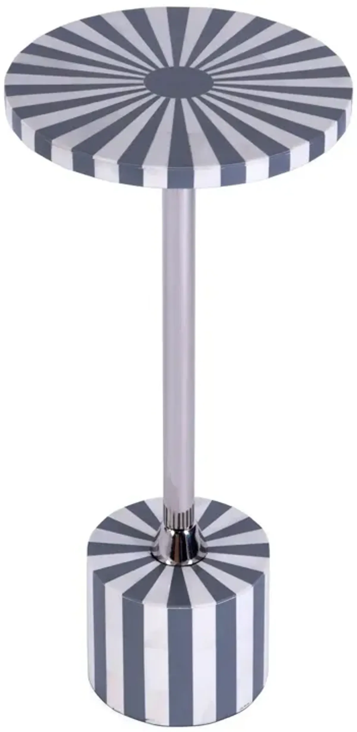 Amelia Bone Inlay Round Side/Drink Table - Handcrafted - Gray