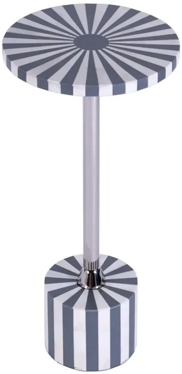 Amelia Bone Inlay Round Side/Drink Table - Handcrafted - Gray