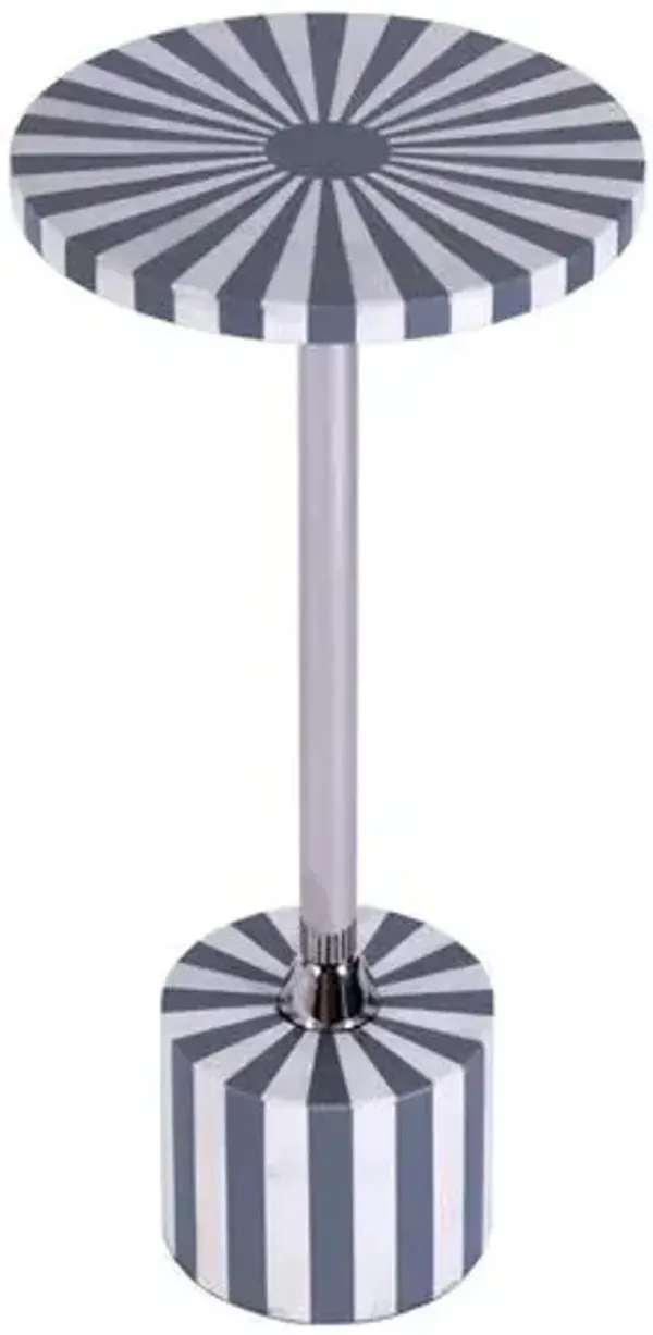 Amelia Bone Inlay Round Side/Drink Table - Handcrafted - Gray