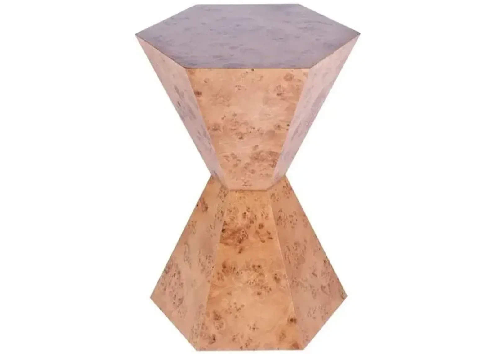 Noah Burl Hexagon Side Table - Brown