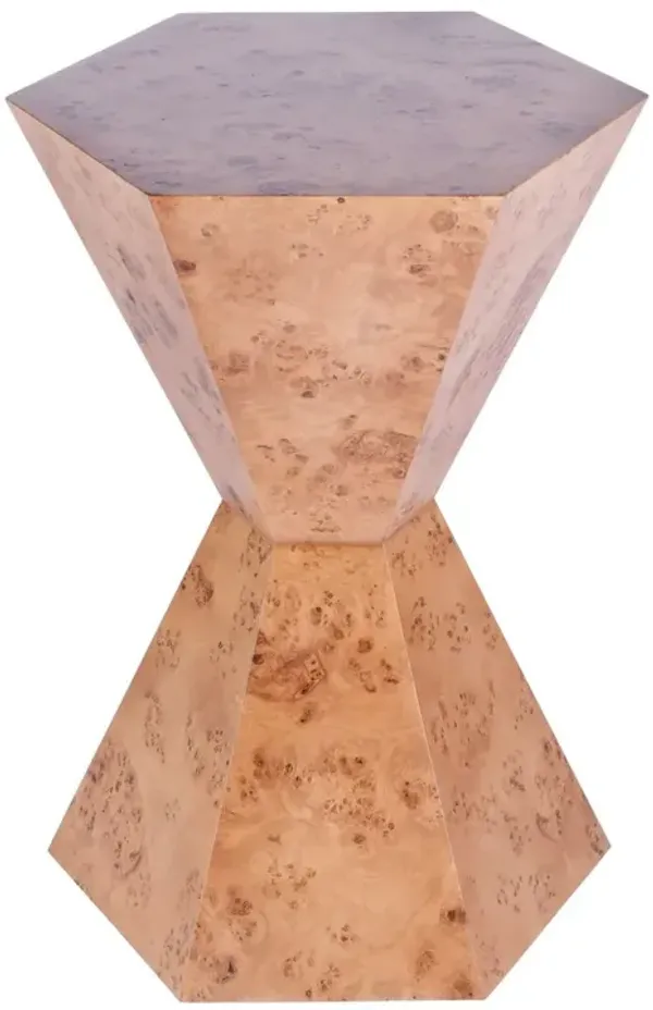 Noah Burl Hexagon Side Table