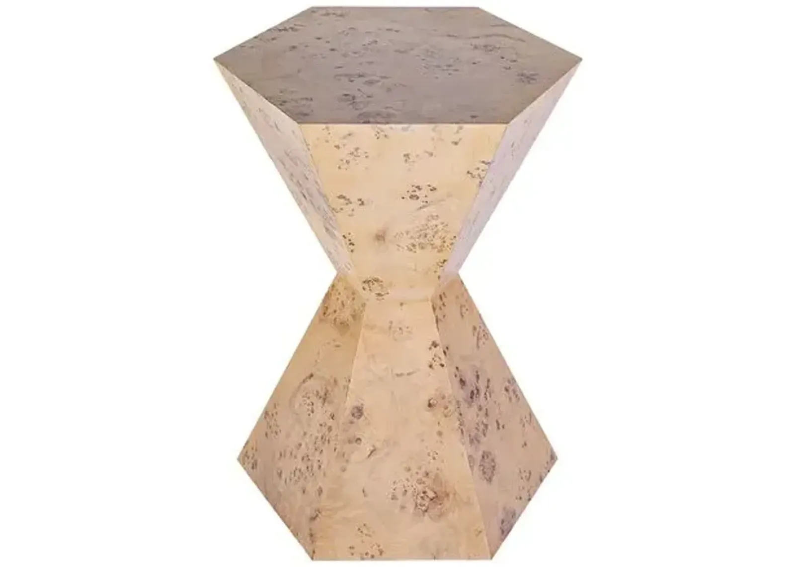 Noah Burl Hexagon Side Table - Brown