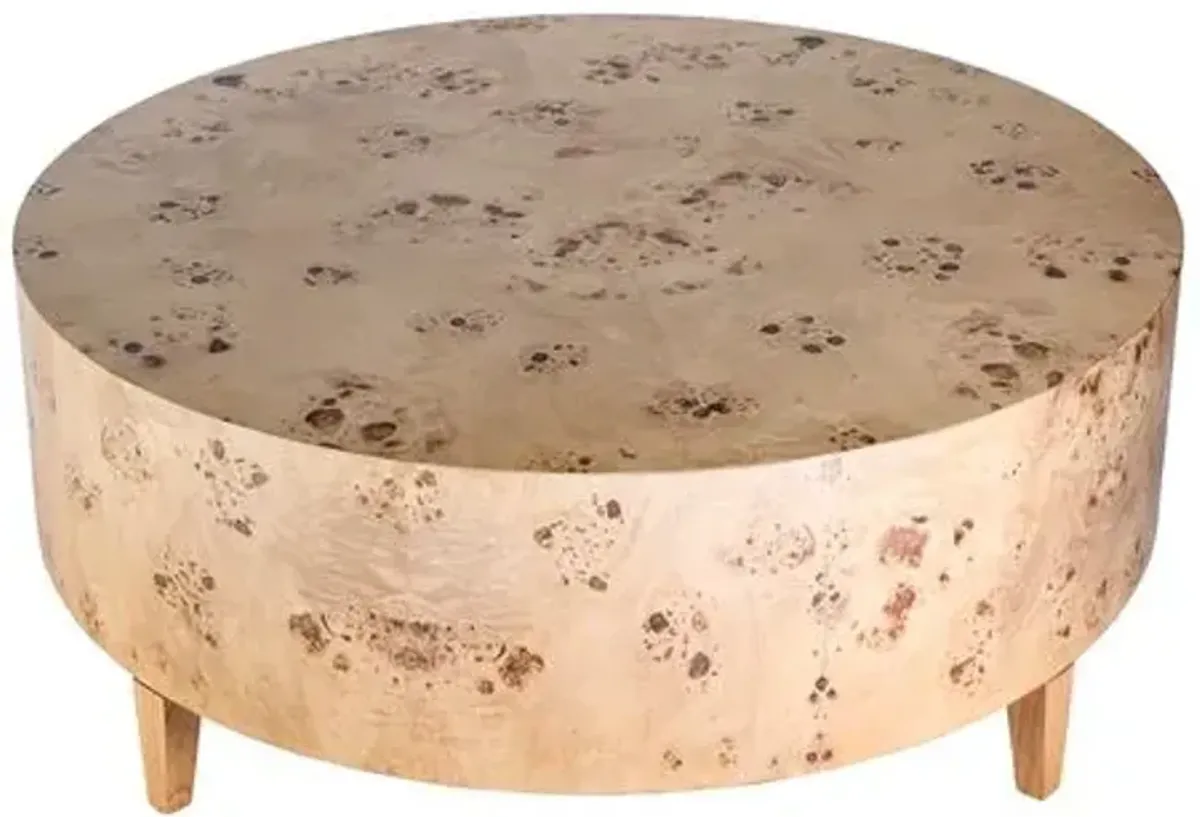 Noah Round Burl Coffee Table - Brown