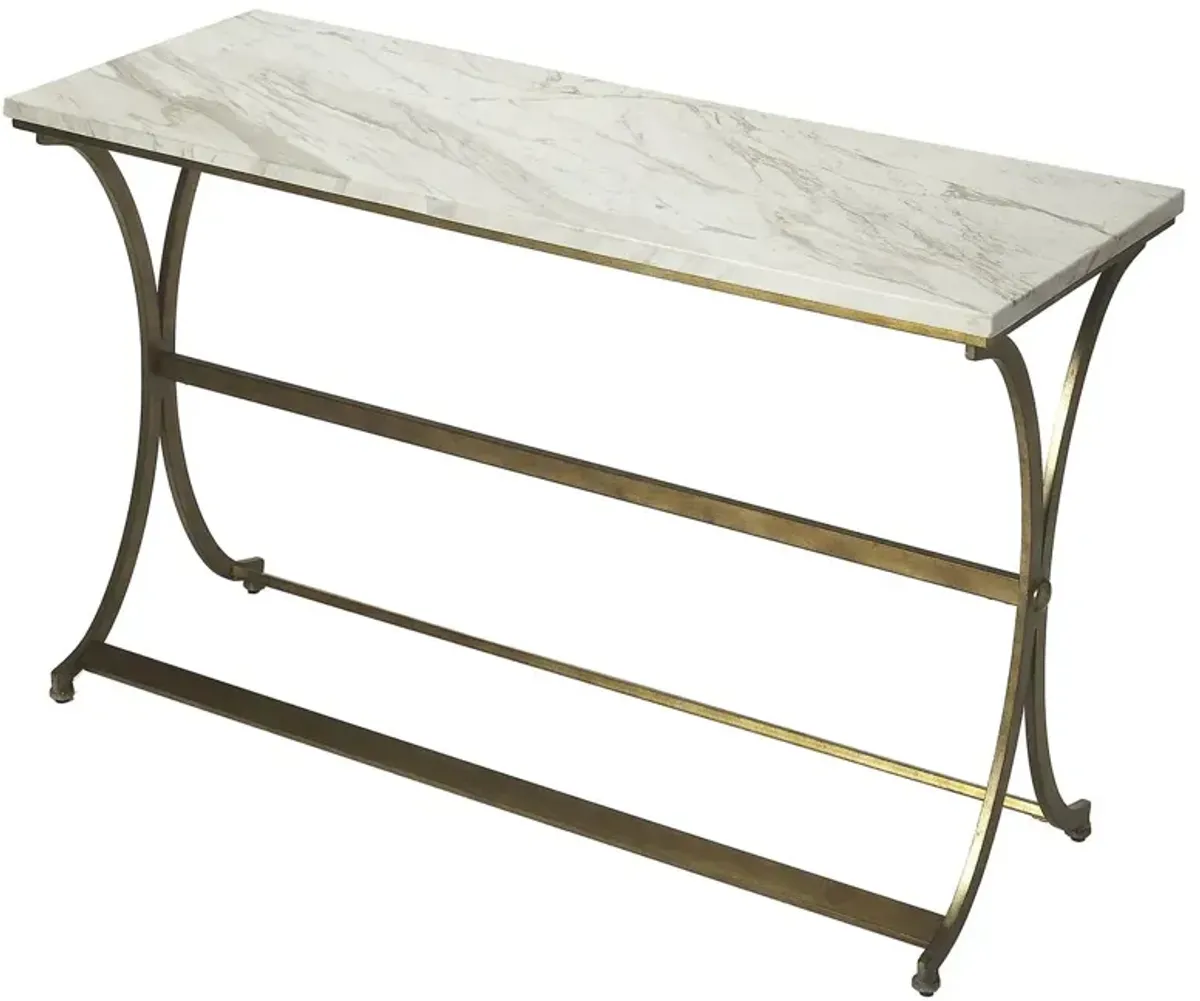 Darius Marble Console Table, Antique Gold