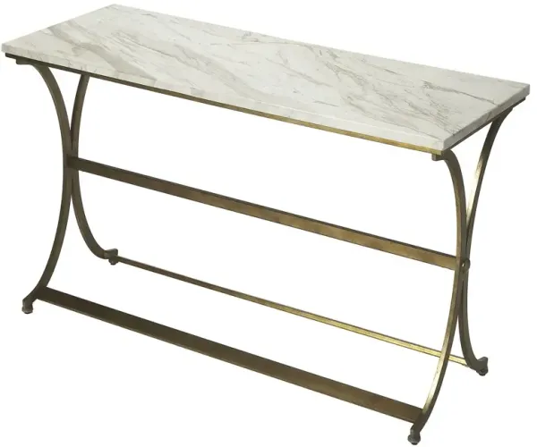 Darius Marble Console Table, Antique Gold