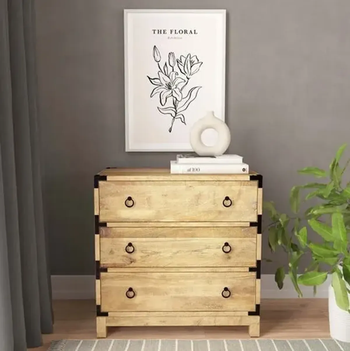 Juliet Campaign 3-Drawer Dresser - Natural Mango - Brown