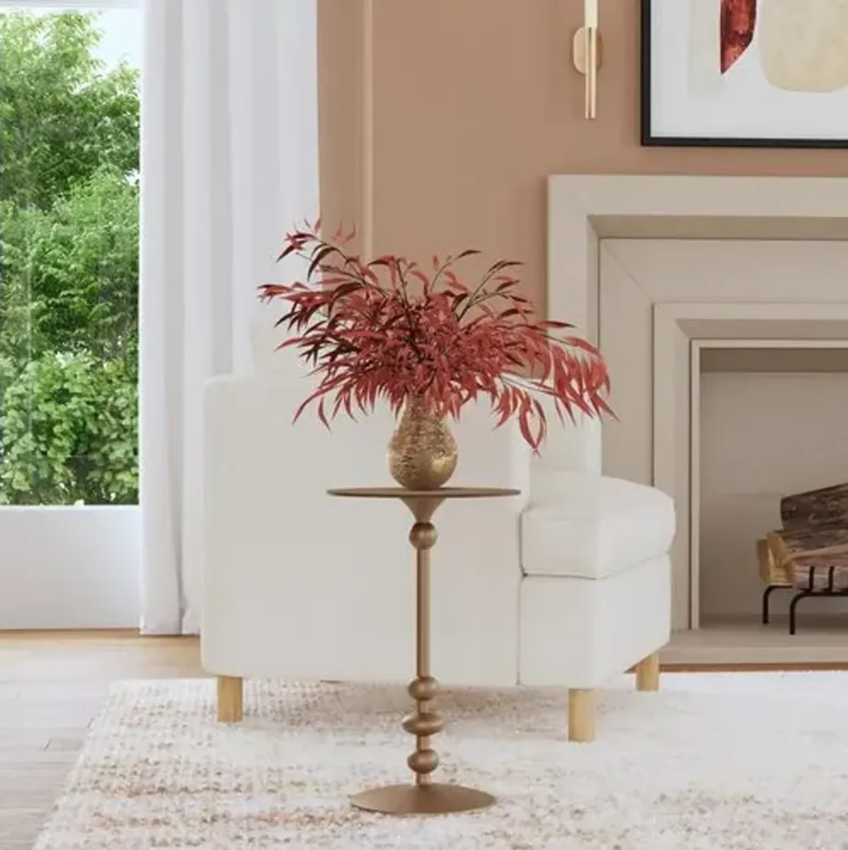 Alexa Pedestal Side Table - Gold