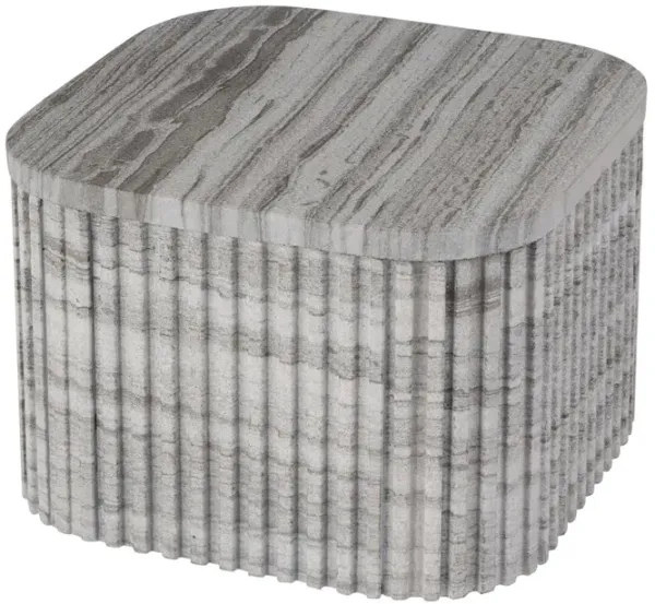 Brody Marble Rectangular Side Table, Gray/White