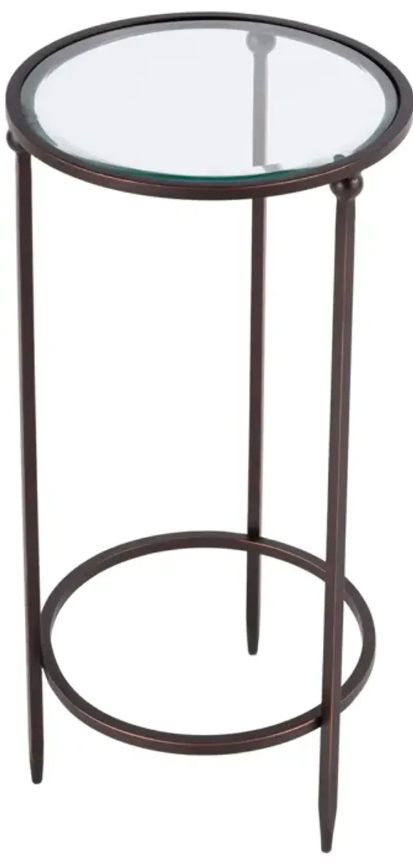 Ezra Round Glass Side Table, Black