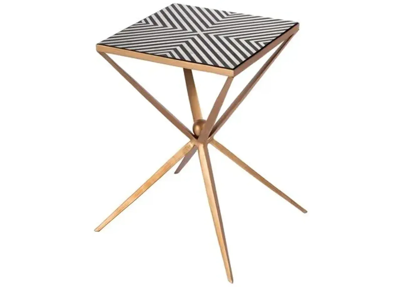 Hunter Bone Inlay Side Table - Black/White/Gold