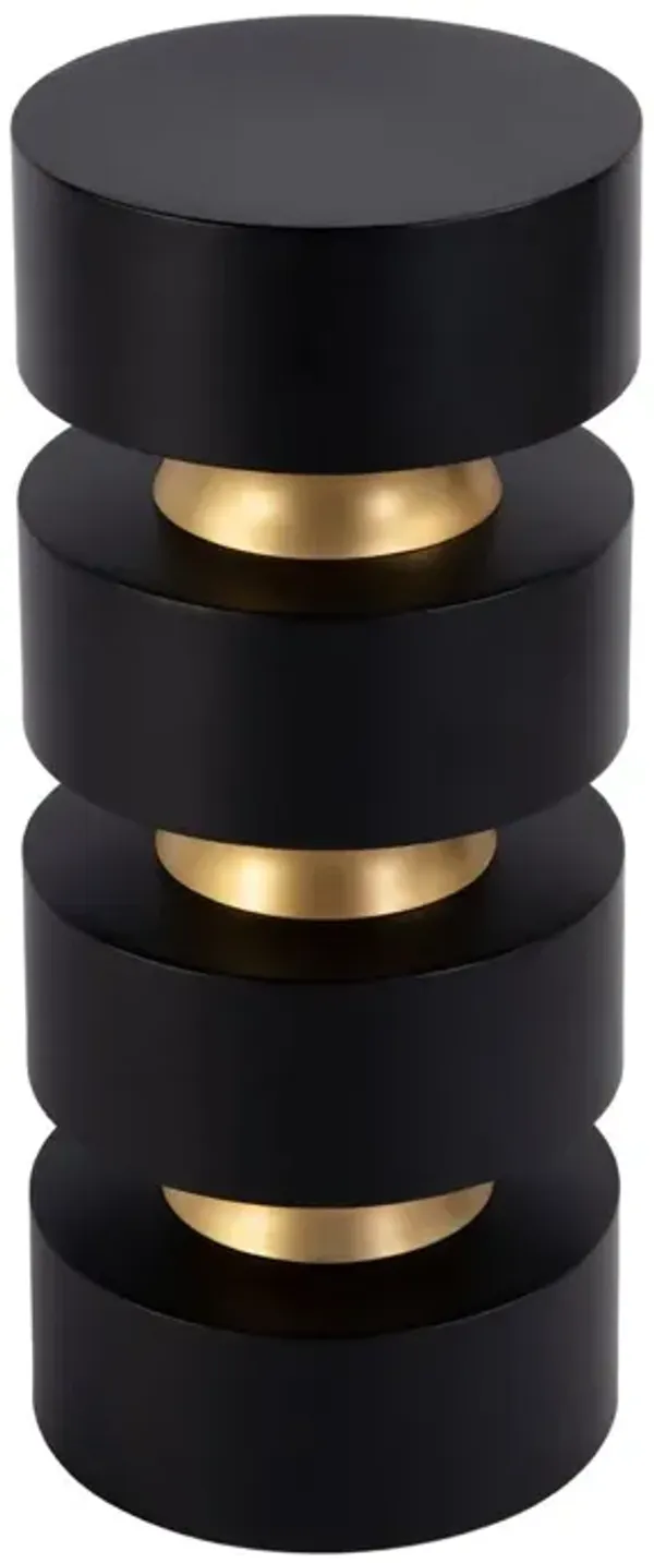 Alicia Side/Drink Table - Black with Gold Trim