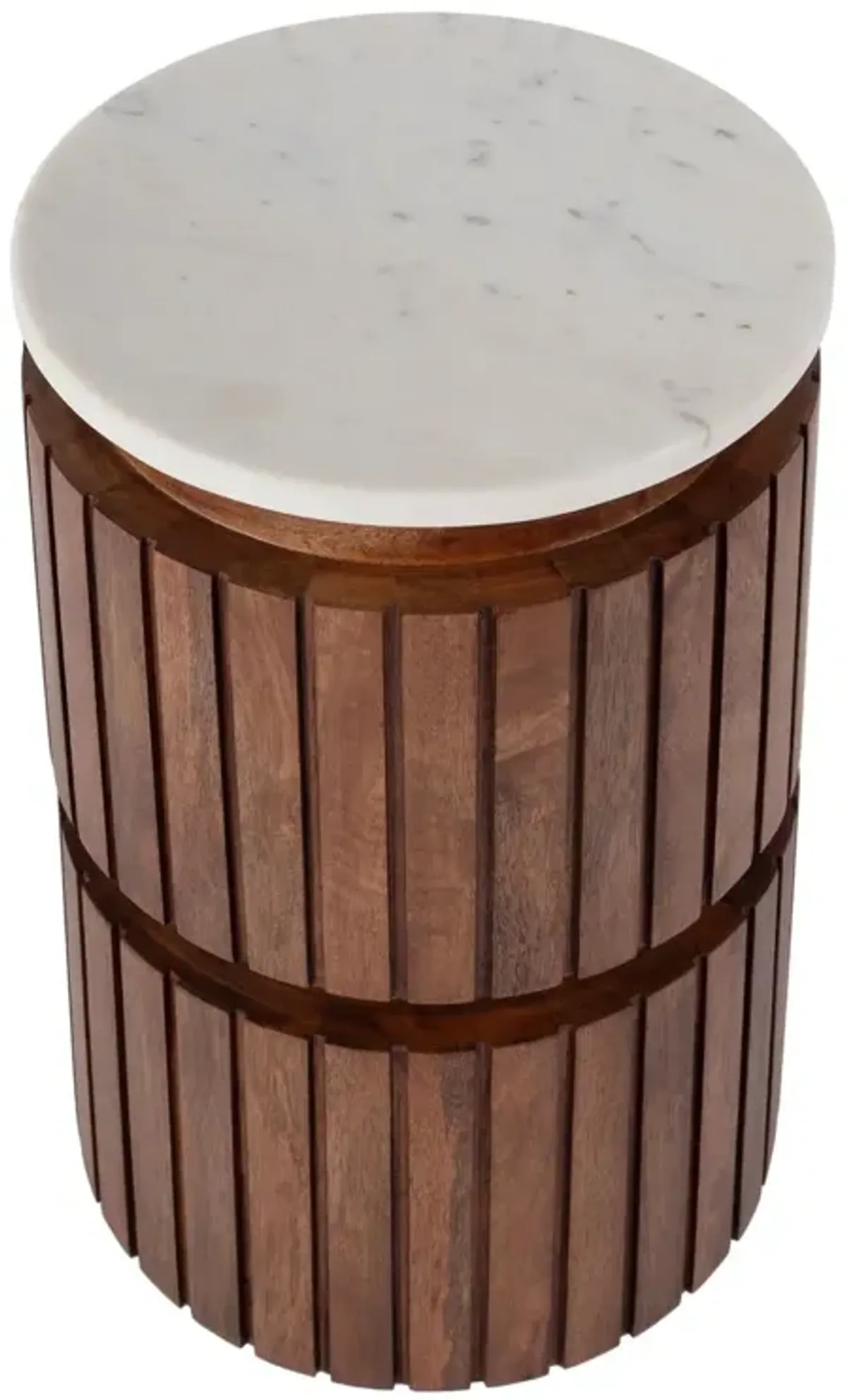 Easton Marble Top Side/Drink Table - White/Brown