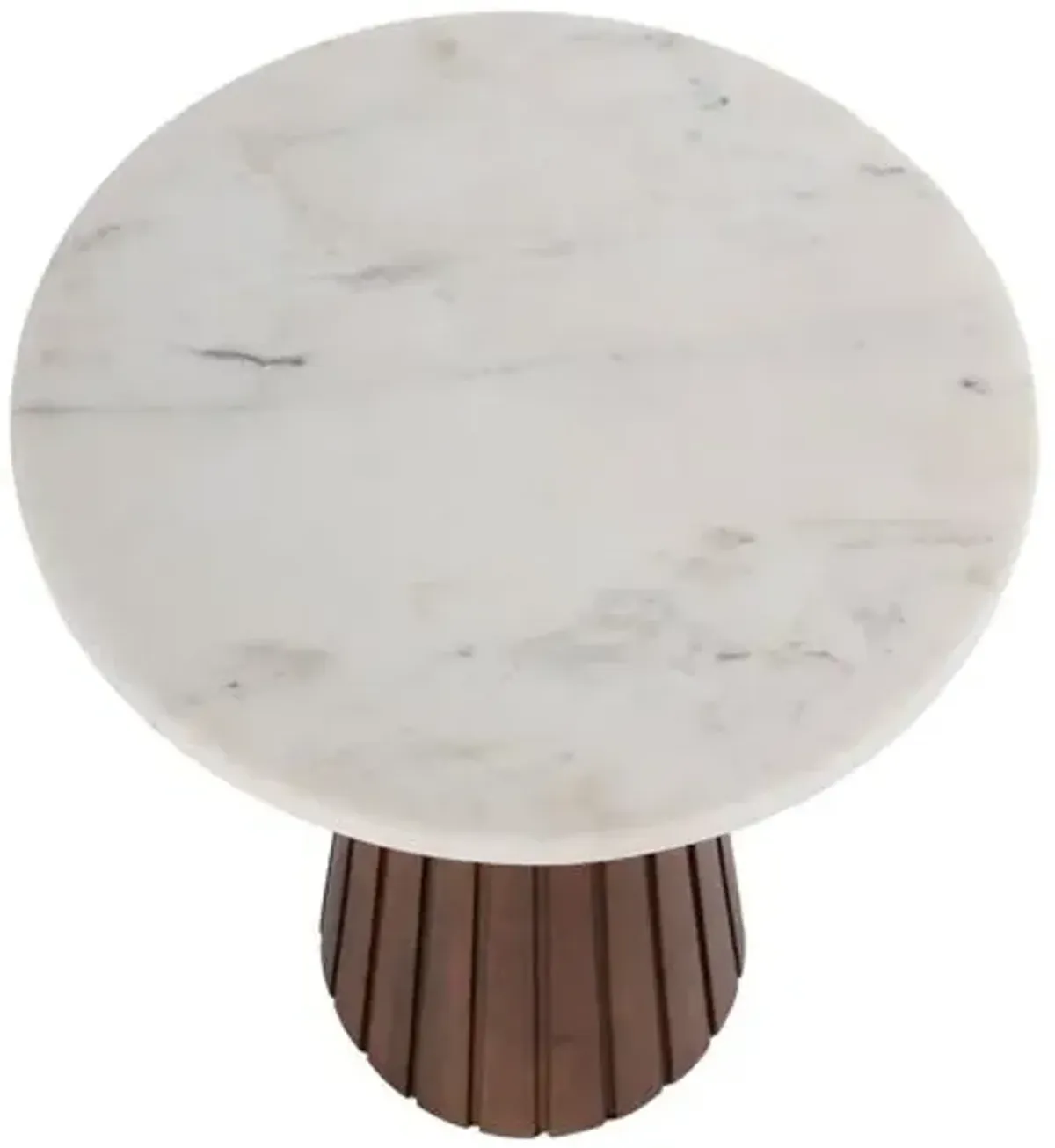 Levi Marble Side Table - White/Brown