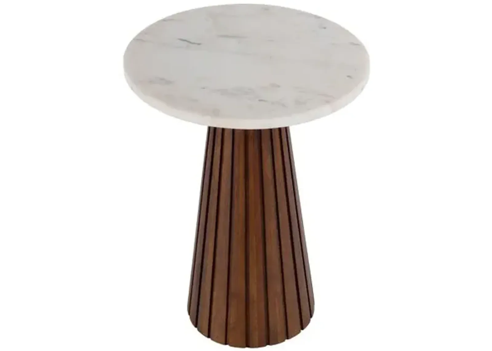 Levi Marble Side Table - White/Brown