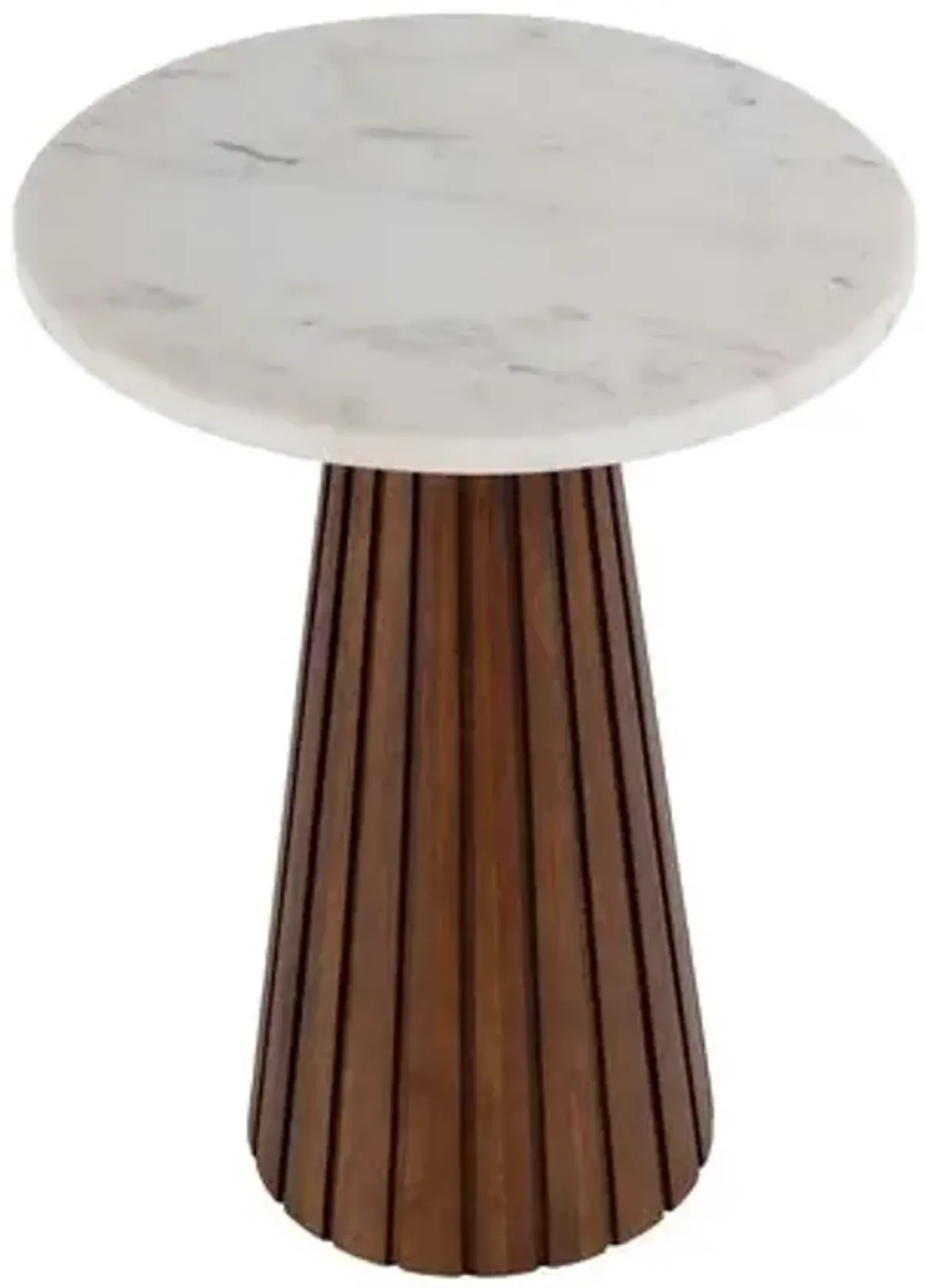 Levi Marble Side Table - White/Brown