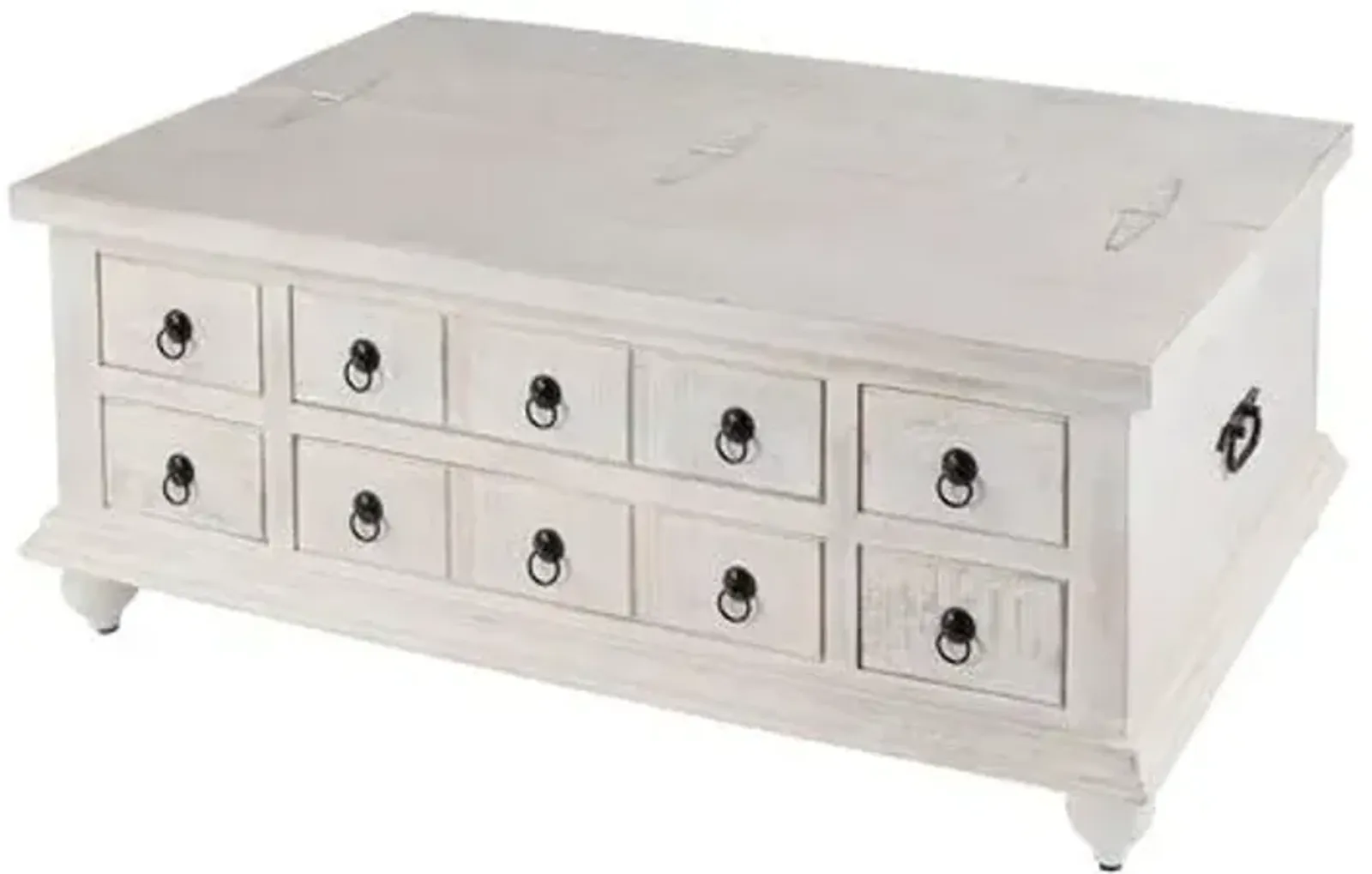 Maddox Storage Trunk Coffee Table - Distressed White