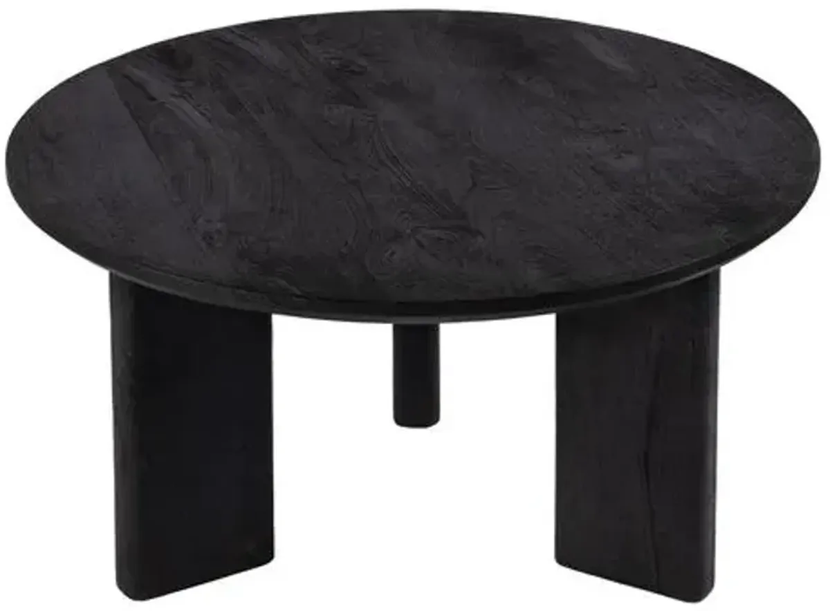 Henry Round Wood Coffee Table - Black