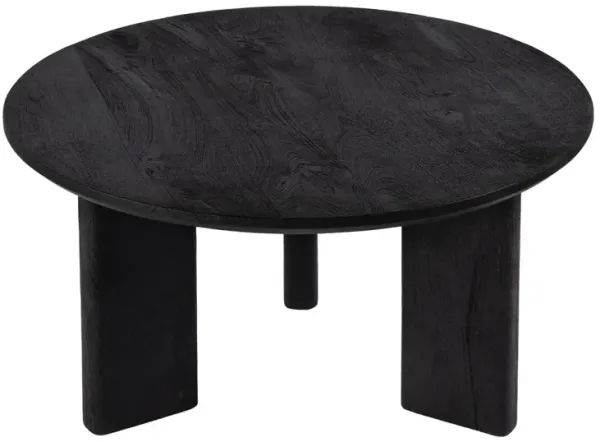 Henry Round Wood Coffee Table, Black