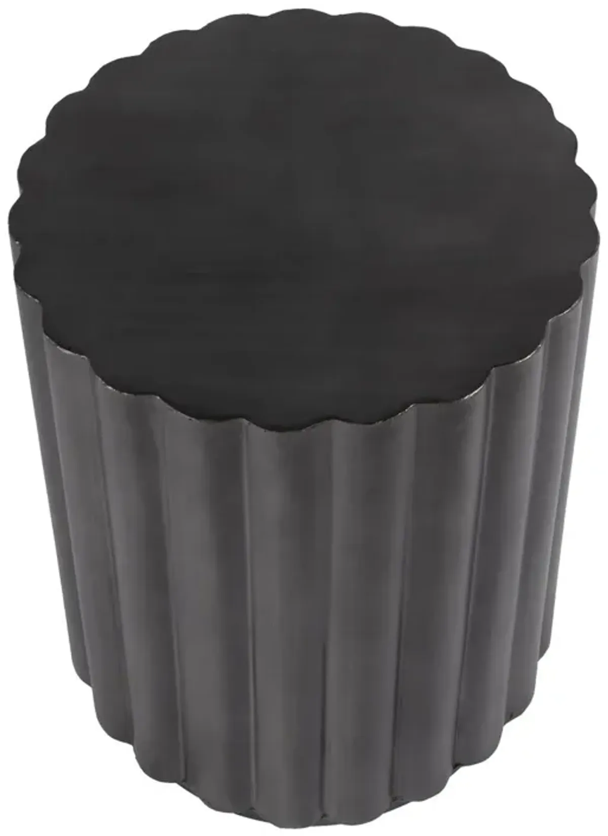 Olivia Round Iron Fluted Side Table, Gray