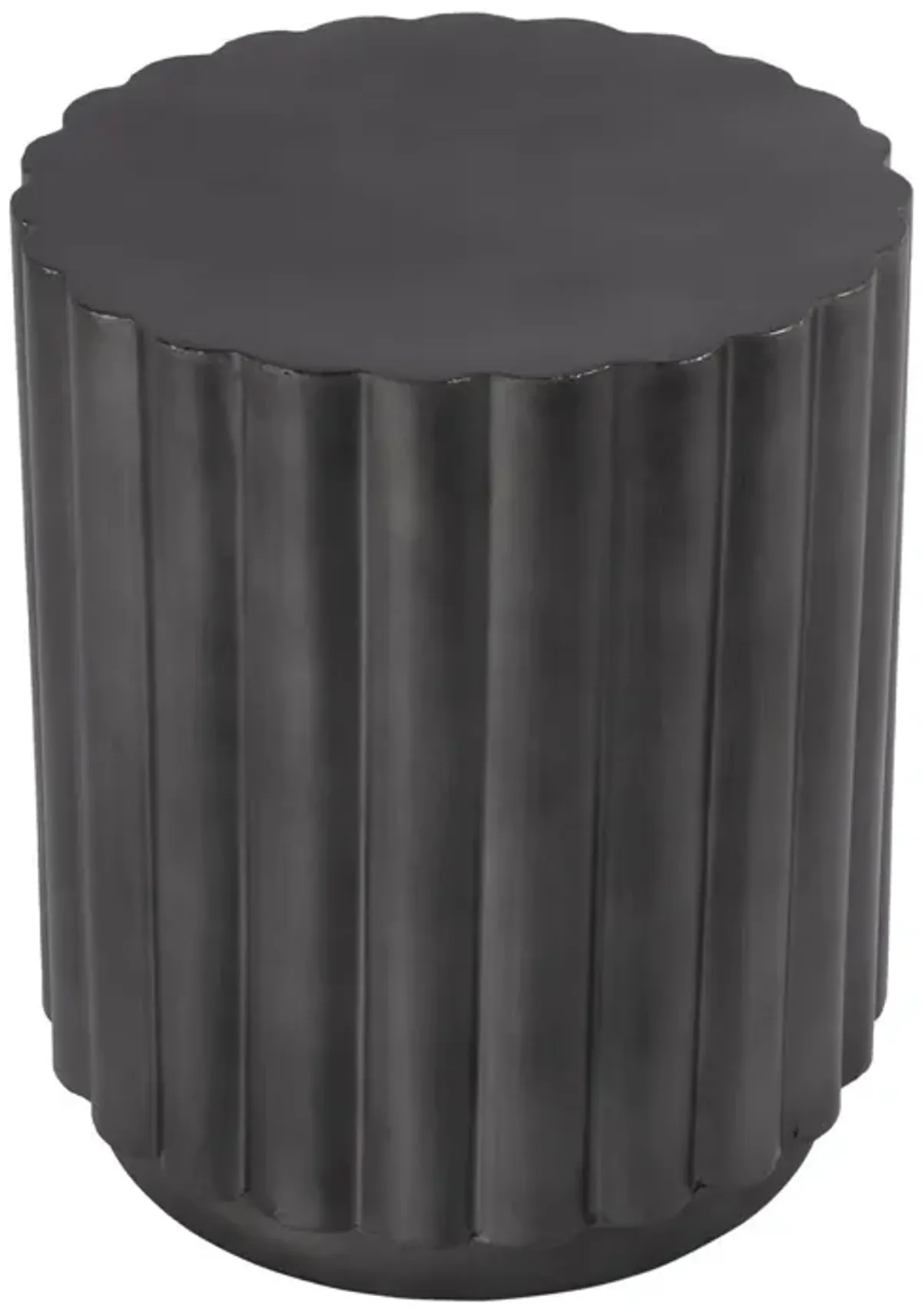 Olivia Round Iron Fluted Side Table, Gray