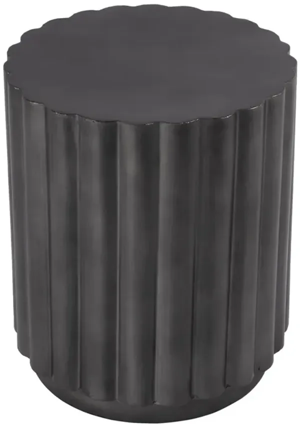 Olivia Round Iron Fluted Side Table, Gray