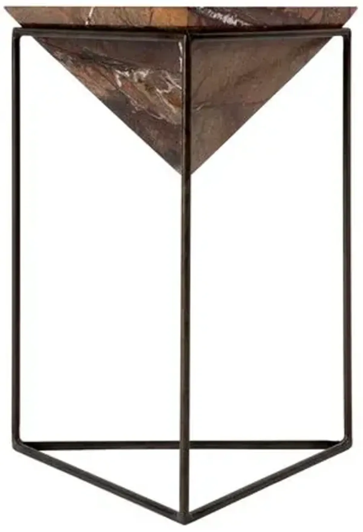 Maren Triangular Marble Side Table - Brown