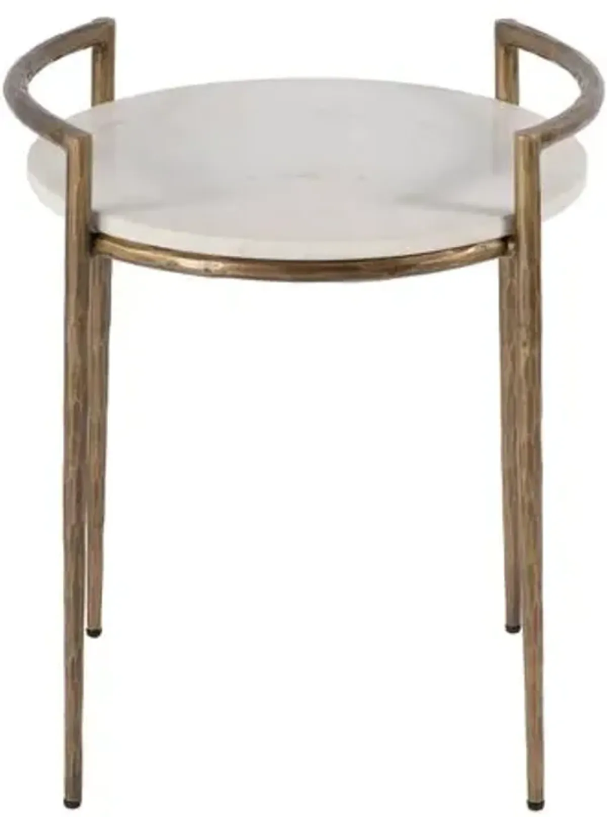 Evangeline Round Marble Side Table - White/Gold