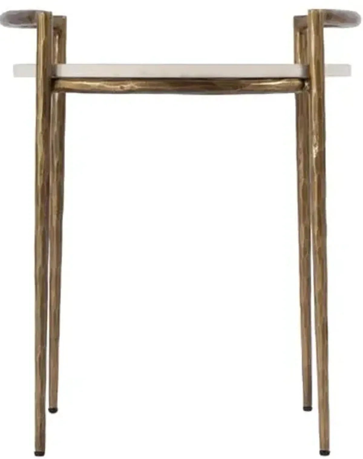 Evangeline Round Marble Side Table - White/Gold