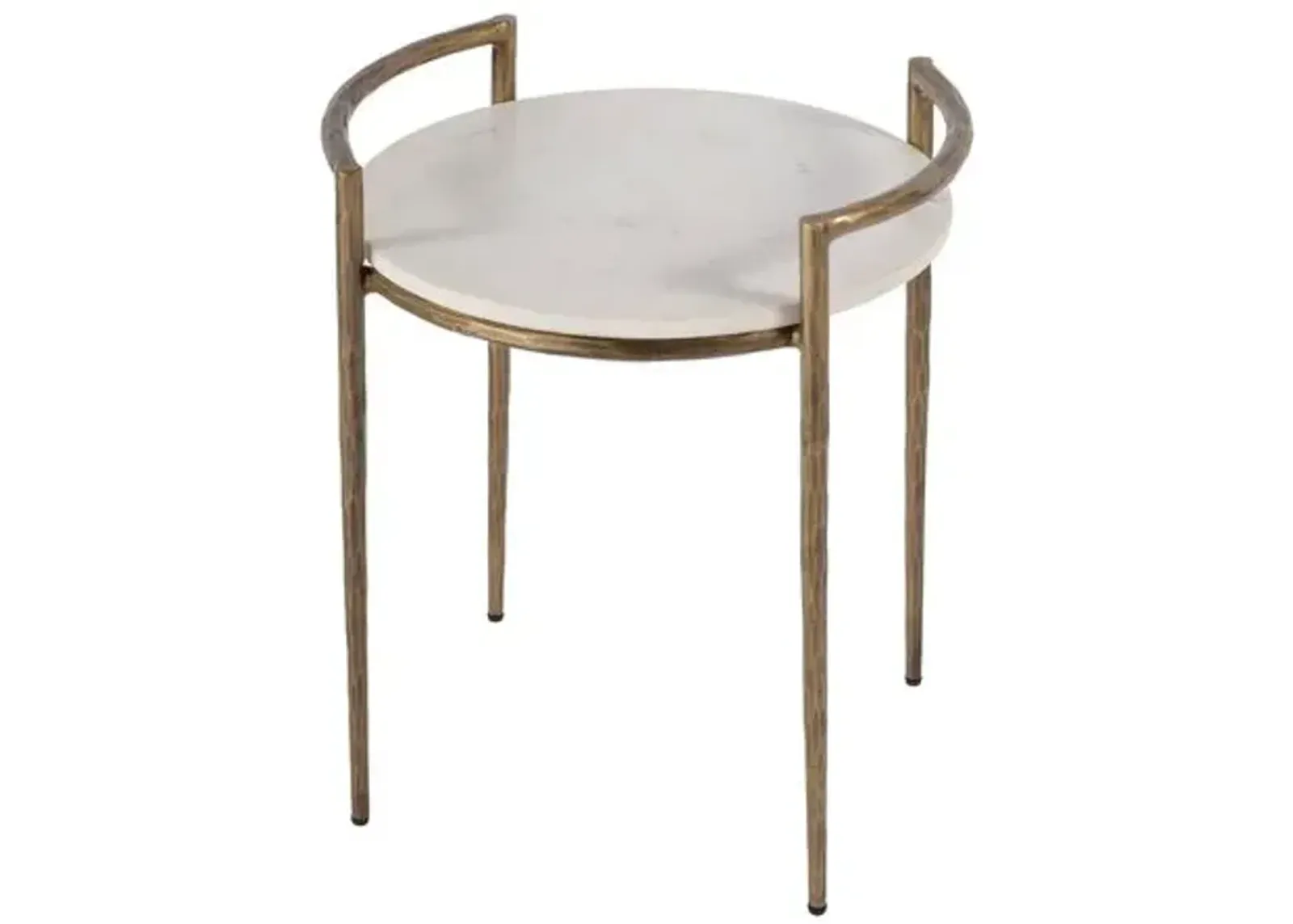 Evangeline Round Marble Side Table - White/Gold