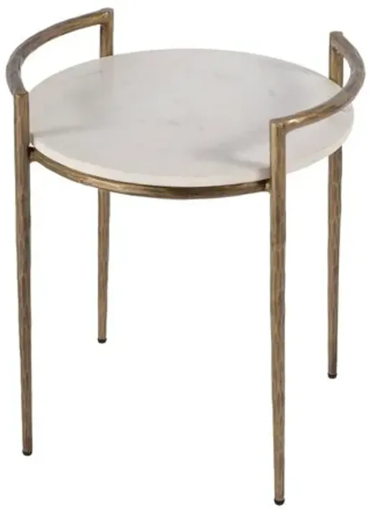 Evangeline Round Marble Side Table - White/Gold