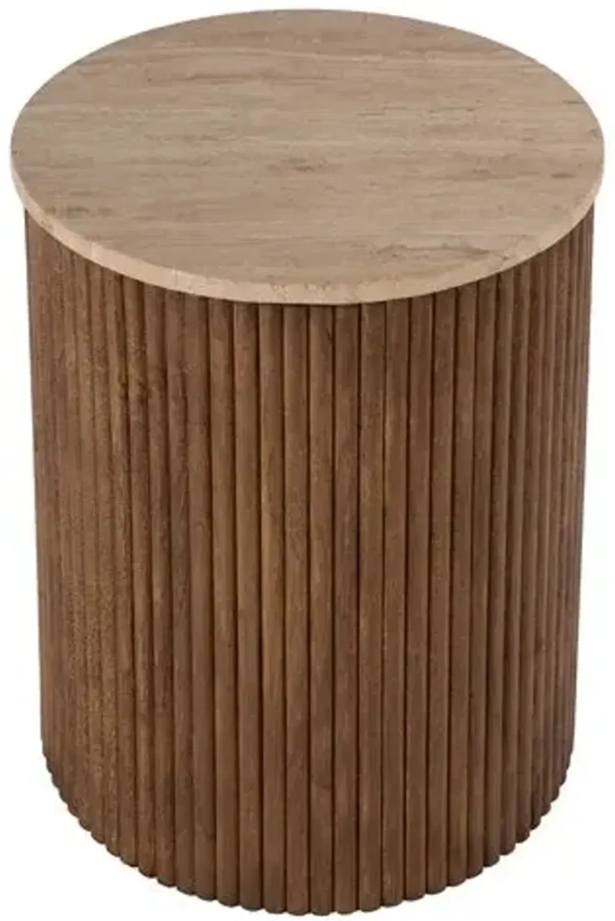 Cassandra Travertine Side Table - Natural - Brown