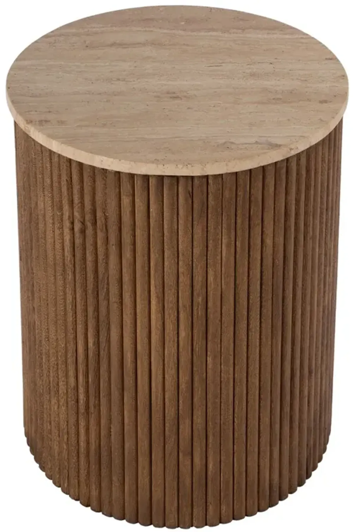 Cassandra Travertine Side Table, Natural