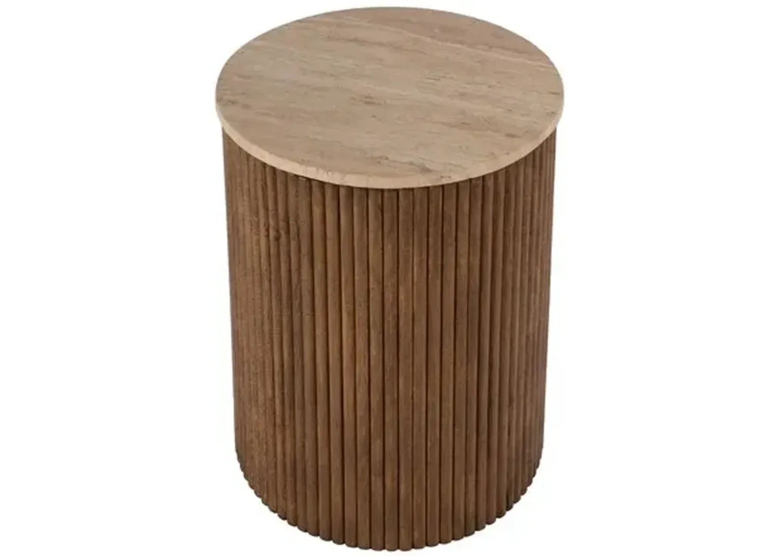 Cassandra Travertine Side Table - Natural - Brown