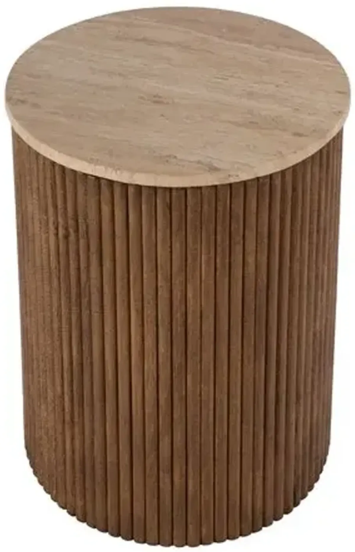 Cassandra Travertine Side Table - Natural - Brown