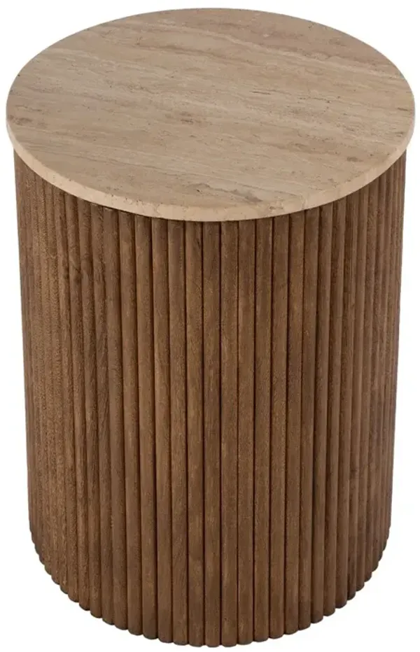 Cassandra Travertine Side Table, Natural