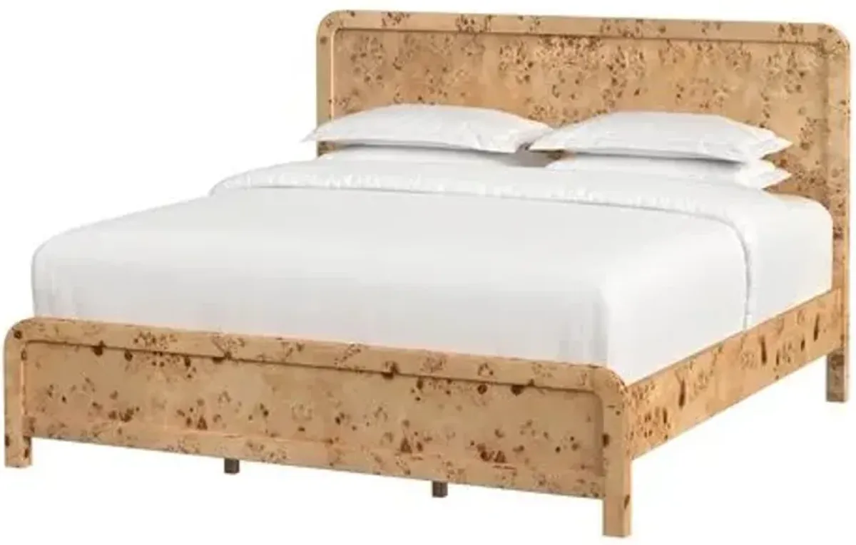 Logan King Burl Panel Bed - Brown