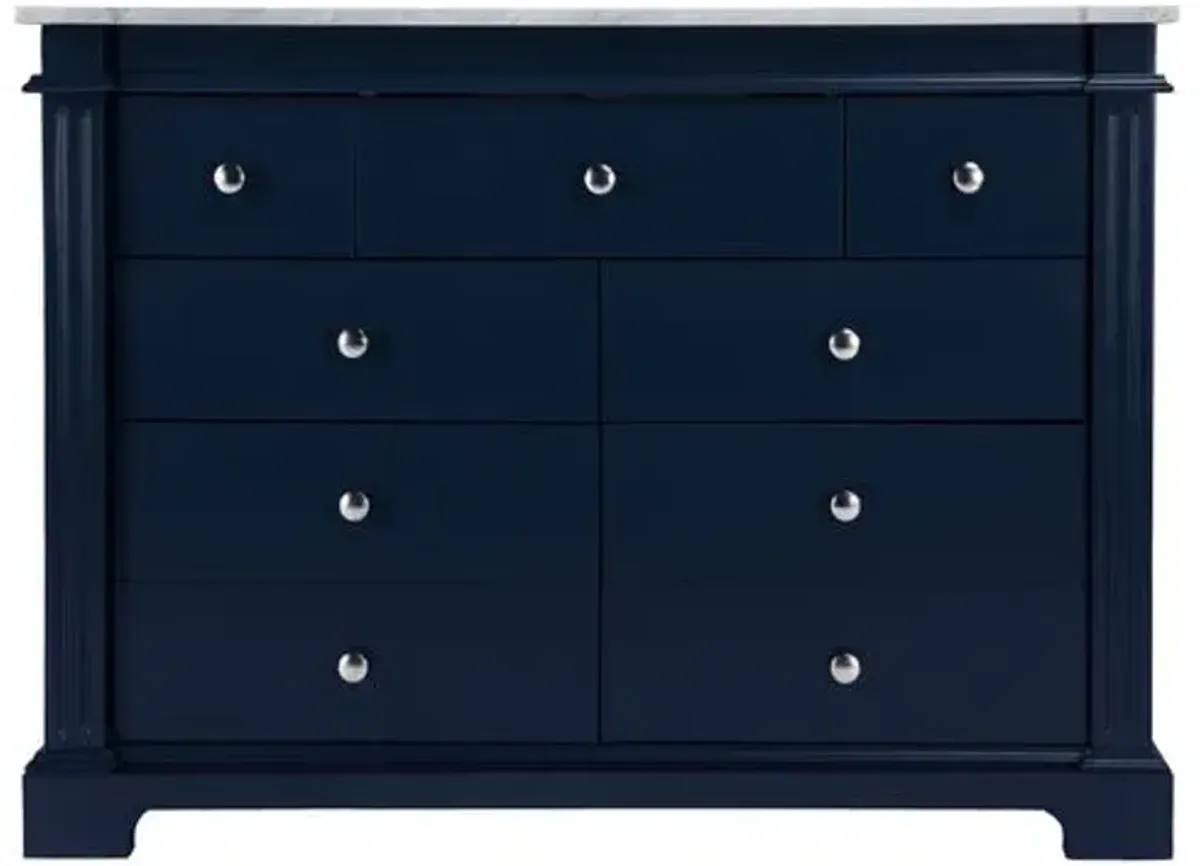 Christian 48" Marble Top Single Sink Bathroom Vanity Set - Navy Blue