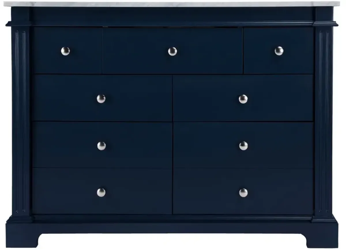 Christian 48" Marble Top Single Sink Bathroom Vanity Set - Navy Blue
